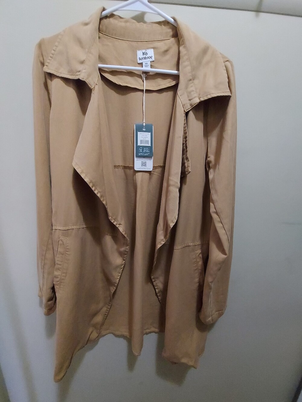 tentree Light Tan Draped Trench Coat